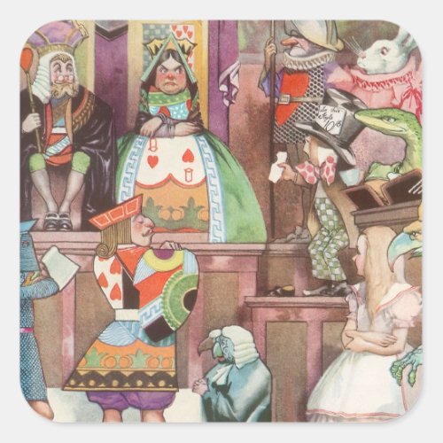 Vintage Alice in Wonderland Queen of Hearts Square Sticker