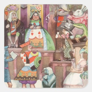 Vintage Alice in Wonderland, Queen of Hearts Square Sticker