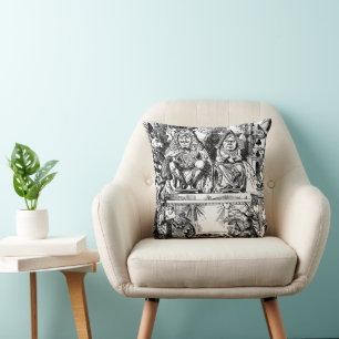 Vintage Alice in Wonderland, Queen of Hearts Trial Throw Pillow