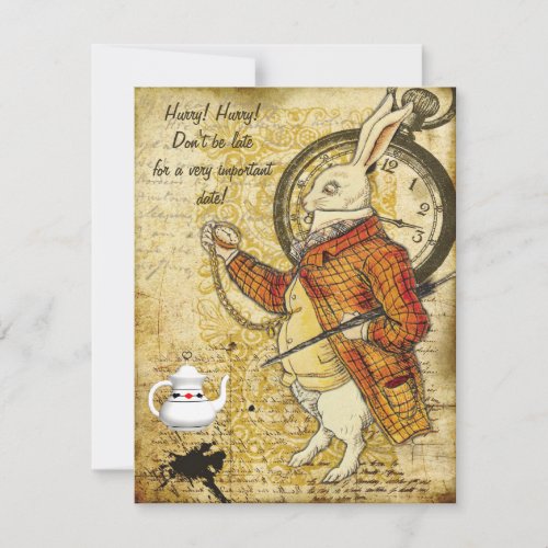 Vintage Alice in Wonderland Rabbit Baby Shower Invitation