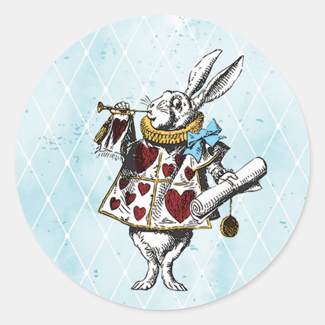 Vintage Alice in Wonderland Rabbit Classic Round Sticker | Zazzle