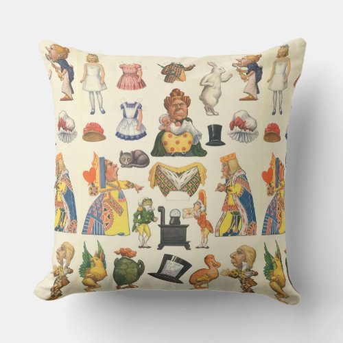 Vintage Alice in Wonderland Reproduction Throw Pillow