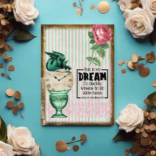 Vintage Alice in Wonderland Rose Gryphon Quote Note Card