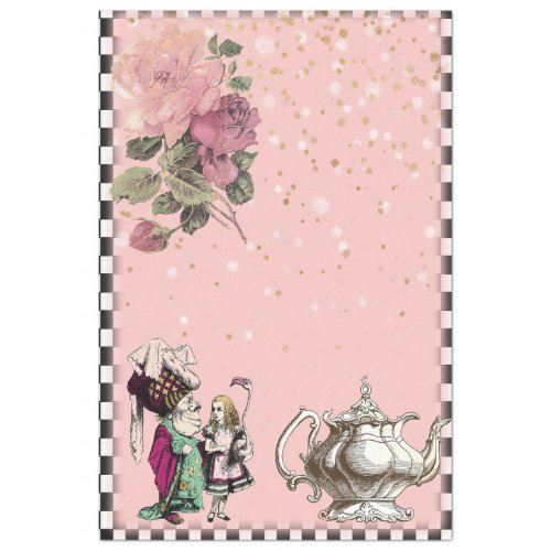 Vintage Alice in Wonderland Rose Teapot Tissue Paper