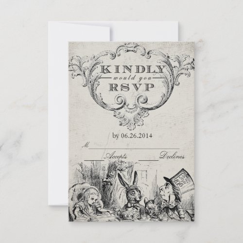 Vintage Alice in Wonderland RSVP Cards