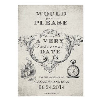 Alice in Wonderland Save the Date Cards