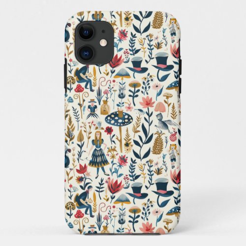 Vintage Alice in Wonderland Seamless Pattern  iPhone 11 Case