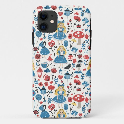 Vintage Alice in Wonderland Seamless Pattern  iPhone 11 Case