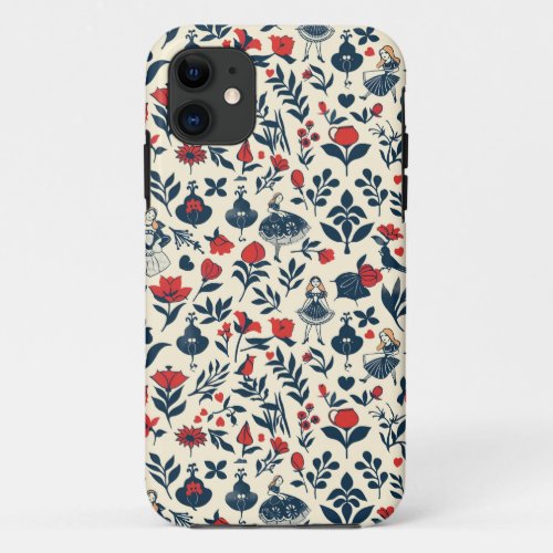 Vintage Alice in Wonderland Seamless Pattern  iPhone 11 Case