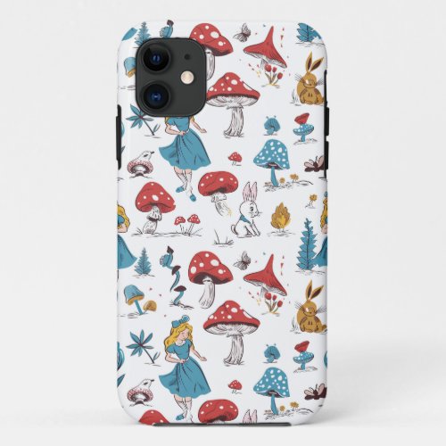 Vintage Alice in Wonderland Seamless Pattern  iPhone 11 Case