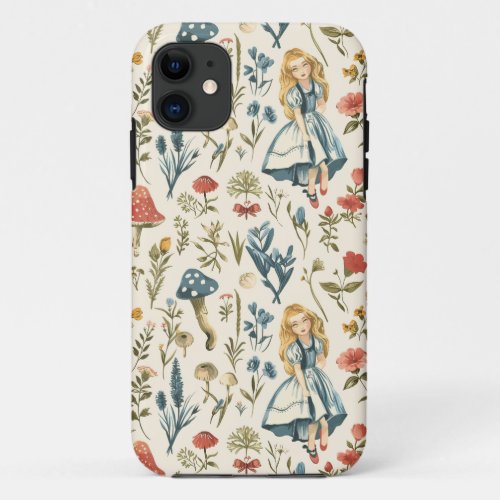 Vintage Alice in Wonderland Seamless Pattern  iPhone 11 Case