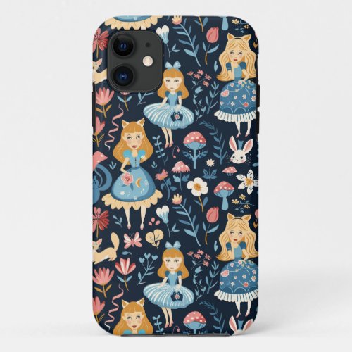 Vintage Alice in Wonderland Seamless Pattern  iPhone 11 Case