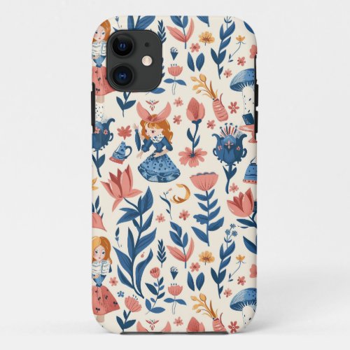 Vintage Alice in Wonderland Seamless Pattern  iPhone 11 Case