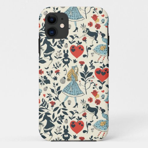 Vintage Alice in Wonderland Seamless Pattern  iPhone 11 Case