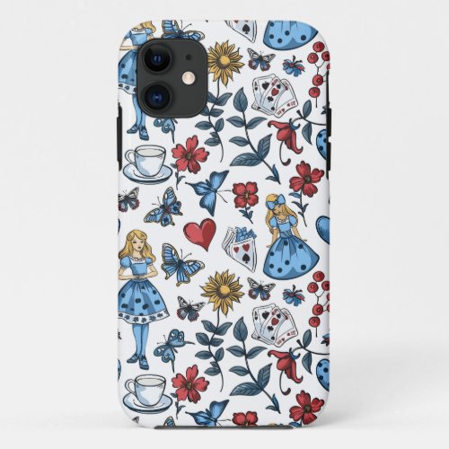 Vintage Alice in Wonderland Seamless Pattern  iPhone 11 Case