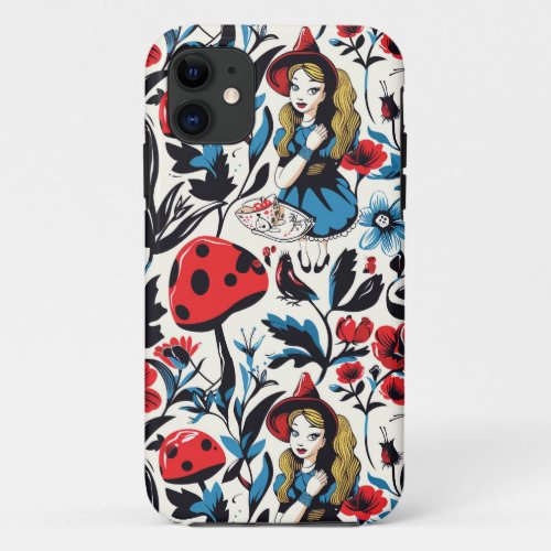 Vintage Alice in Wonderland Seamless Pattern  iPhone 11 Case