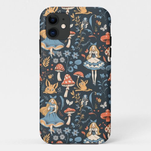 Vintage Alice in Wonderland Seamless Pattern  iPhone 11 Case