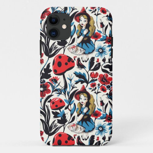 Vintage Alice in Wonderland Seamless Pattern  iPhone 11 Case