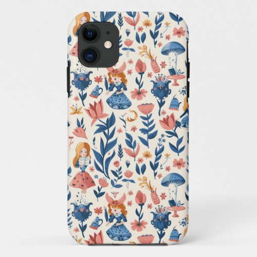 Vintage Alice in Wonderland Seamless Pattern  iPhone 11 Case