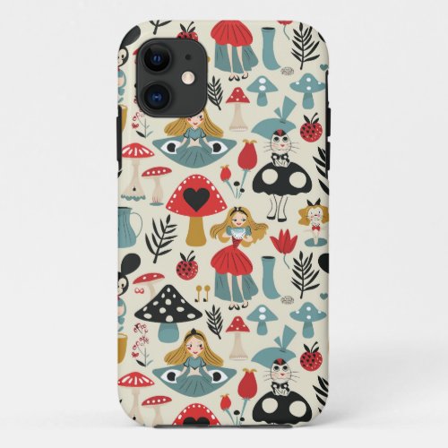 Vintage Alice in Wonderland Seamless Pattern  iPhone 11 Case