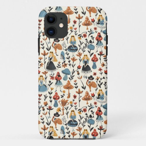 Vintage Alice in Wonderland Seamless Pattern  iPhone 11 Case