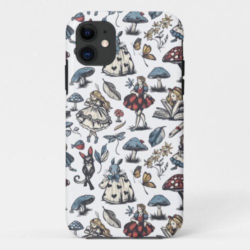 Vintage Alice in Wonderland Seamless Pattern  iPhone 11 Case