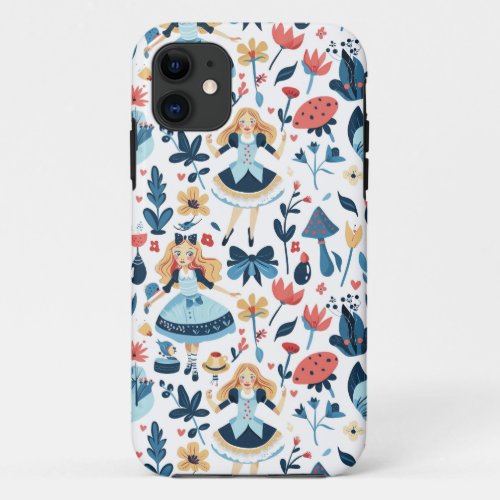 Vintage Alice in Wonderland Seamless Pattern  iPhone 11 Case