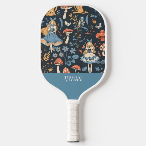 Vintage Alice in Wonderland Seamless Pattern  Pickleball Paddle