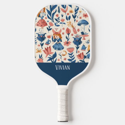 Vintage Alice in Wonderland Seamless Pattern  Pickleball Paddle