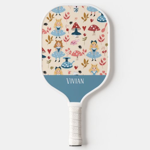 Vintage Alice in Wonderland Seamless Pattern  Pickleball Paddle