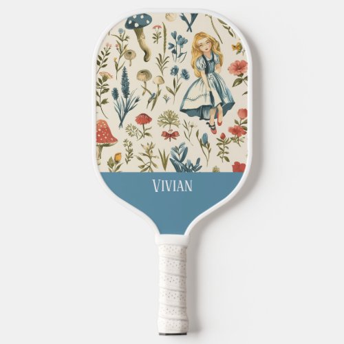 Vintage Alice in Wonderland Seamless Pattern  Pickleball Paddle