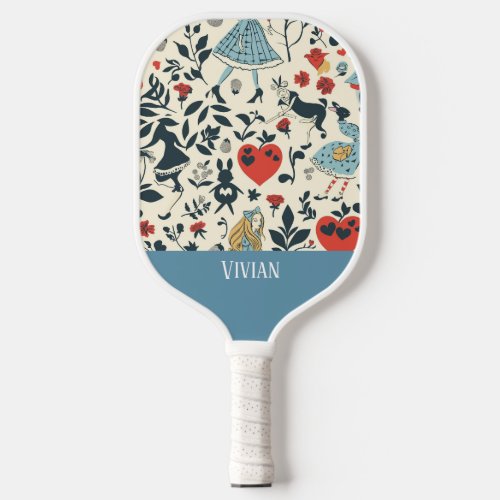 Vintage Alice in Wonderland Seamless Pattern  Pickleball Paddle