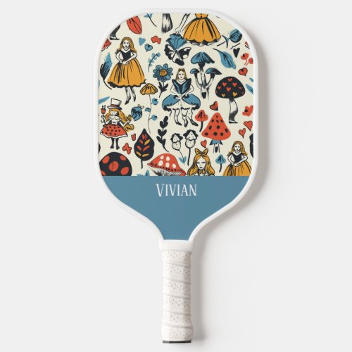 Vintage Alice in Wonderland Seamless Pattern  Pickleball Paddle