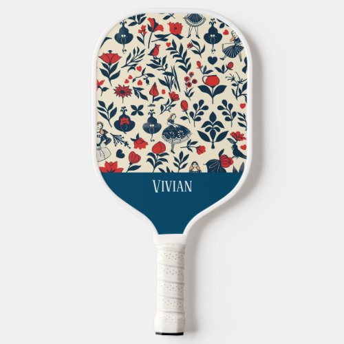 Vintage Alice in Wonderland Seamless Pattern  Pickleball Paddle