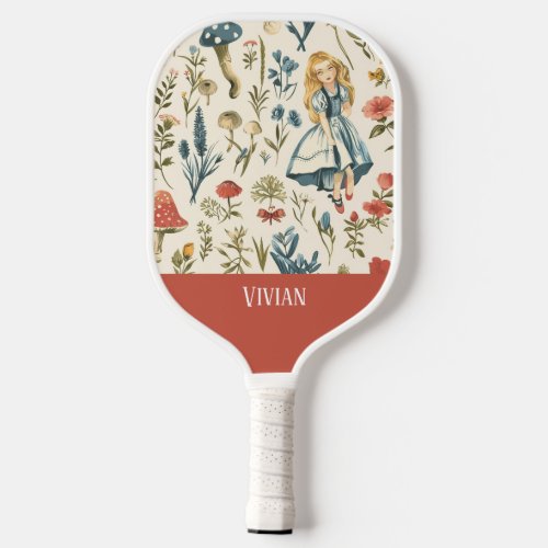 Vintage Alice in Wonderland Seamless Pattern  Pickleball Paddle