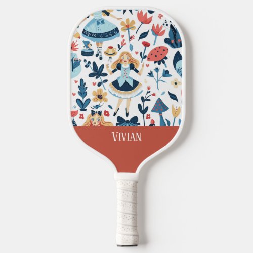 Vintage Alice in Wonderland Seamless Pattern  Pickleball Paddle