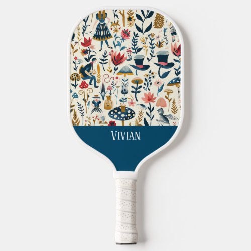 Vintage Alice in Wonderland Seamless Pattern  Pickleball Paddle