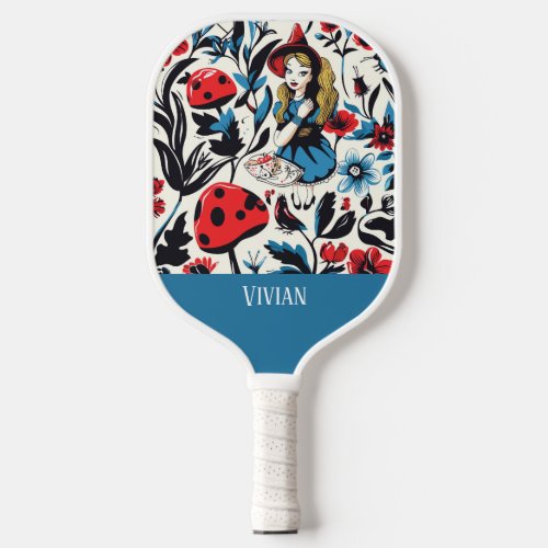 Vintage Alice in Wonderland Seamless Pattern  Pickleball Paddle