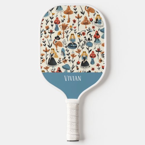 Vintage Alice in Wonderland Seamless Pattern  Pickleball Paddle