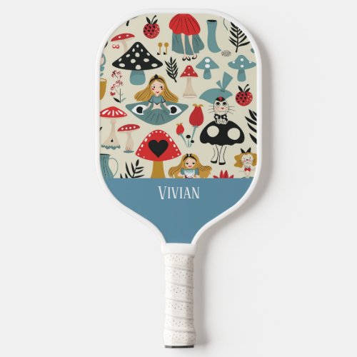 Vintage Alice in Wonderland Seamless Pattern  Pickleball Paddle