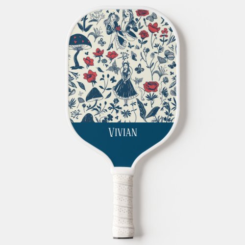 Vintage Alice in Wonderland Seamless Pattern  Pickleball Paddle