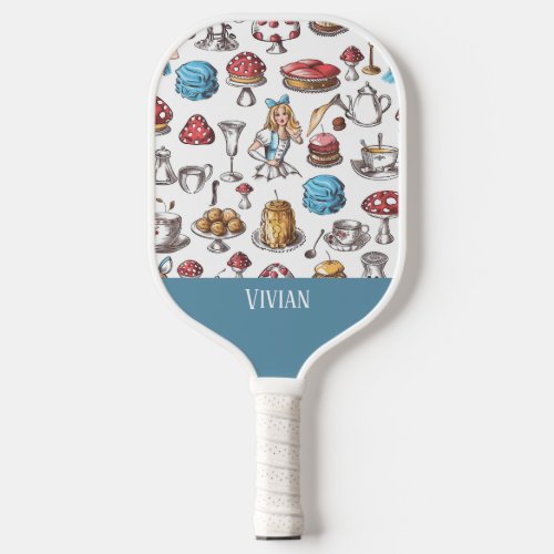 Vintage Alice in Wonderland Seamless Pattern  Pickleball Paddle