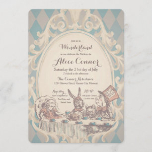 Vintage Alice in Wonderland Shower Invitations