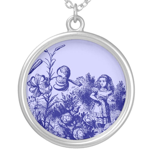 Vintage Alice in Wonderland Silver Plated Necklace (Front)