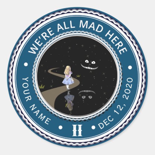 Vintage Alice in Wonderland Sobriety Medallion     Classic Round Sticker