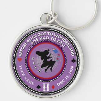 Vintage Alice in Wonderland Sobriety Medallion     Keychain