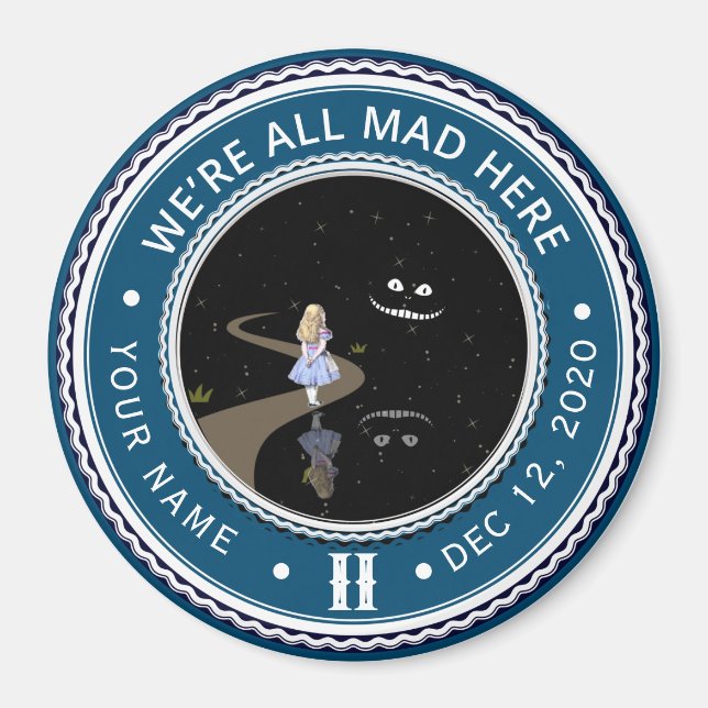 Vintage Alice in Wonderland Sobriety Medallion     Magnet (Front)