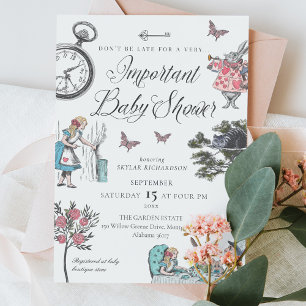 Vintage Alice In Wonderland Storybook Baby Shower Invitation