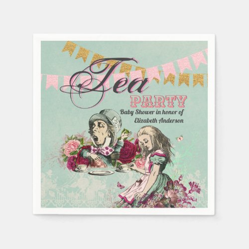 Vintage Alice In Wonderland Tea Party BABY SHOWER Napkins