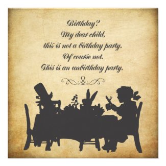 Vintage Alice in Wonderland Tea Party Birthday Invitations